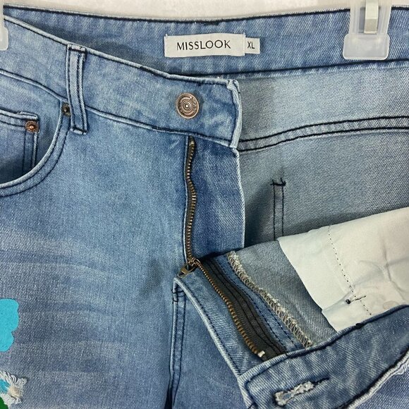 Misslook Women's Floral Jeans Straight Leg Size XL (33 x 31) High Rise NWT - Picture 8 of 9